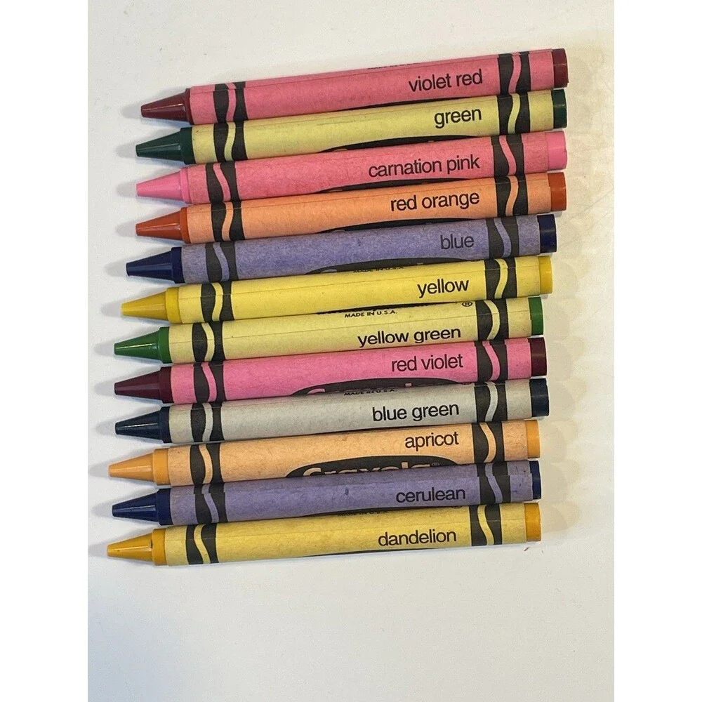 2002 Crayola Crayon 24-Count Lot (2) Retired Dandelion Apricot Cerulean Indigo